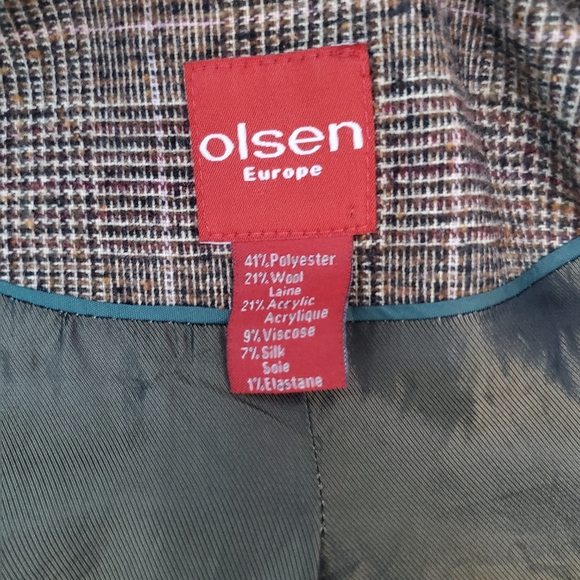 Olsen Wool Brown Plaid Blazer - Picture 8 of 9